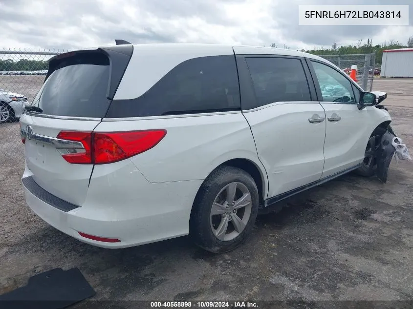 2020 Honda Odyssey Exl VIN: 5FNRL6H72LB043814 Lot: 40558898