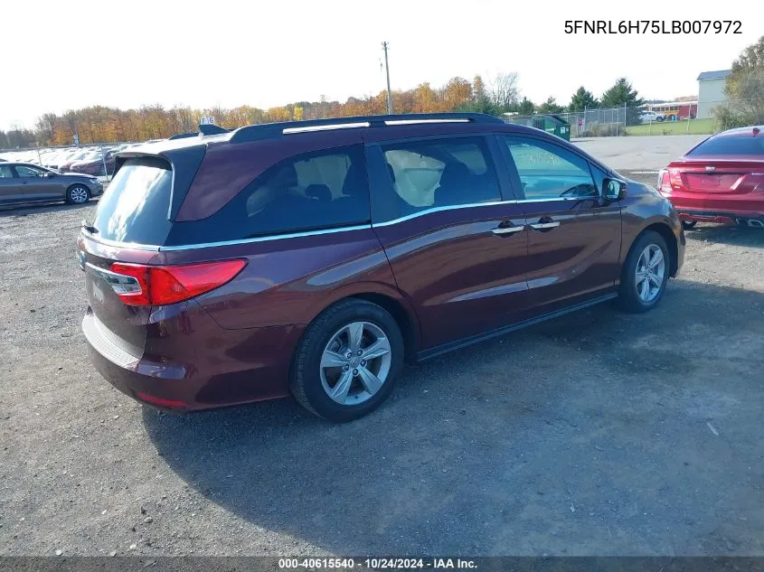 2020 Honda Odyssey Ex-L/Ex-L W/Navi Res VIN: 5FNRL6H75LB007972 Lot: 40615540