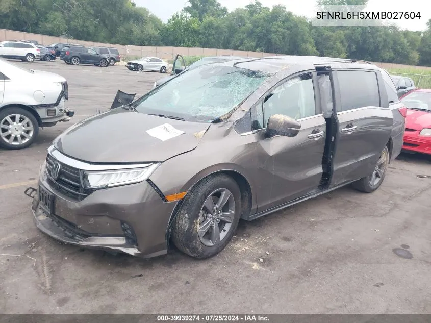 2021 Honda Odyssey Ex VIN: 5FNRL6H5XMB027604 Lot: 39939274