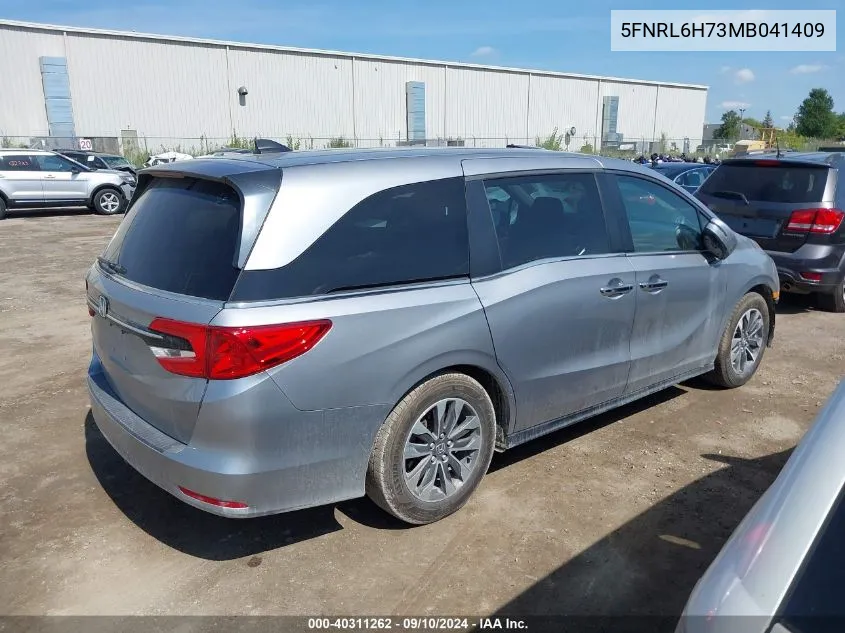 2021 Honda Odyssey Ex-L VIN: 5FNRL6H73MB041409 Lot: 40311262