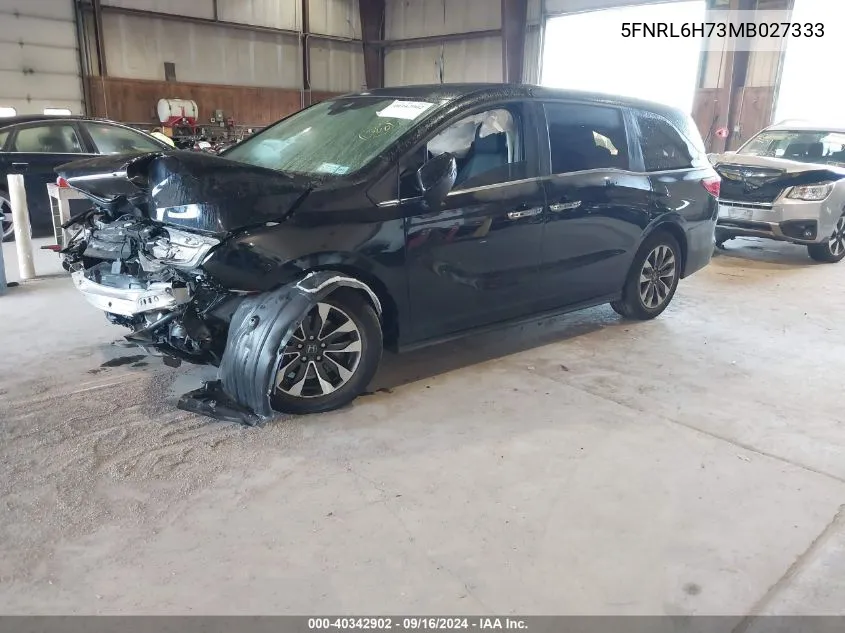 2021 Honda Odyssey Exl VIN: 5FNRL6H73MB027333 Lot: 40342902