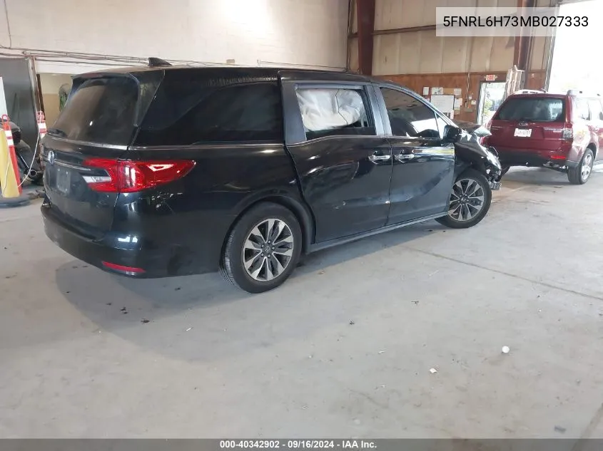 2021 Honda Odyssey Exl VIN: 5FNRL6H73MB027333 Lot: 40342902