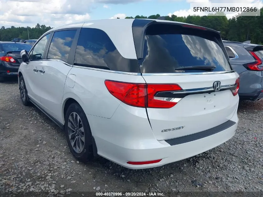 2021 Honda Odyssey Ex-L VIN: 5FNRL6H77MB012866 Lot: 40370996