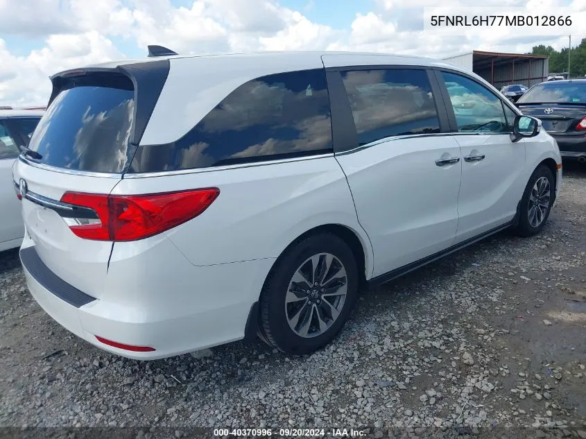 2021 Honda Odyssey Ex-L VIN: 5FNRL6H77MB012866 Lot: 40370996