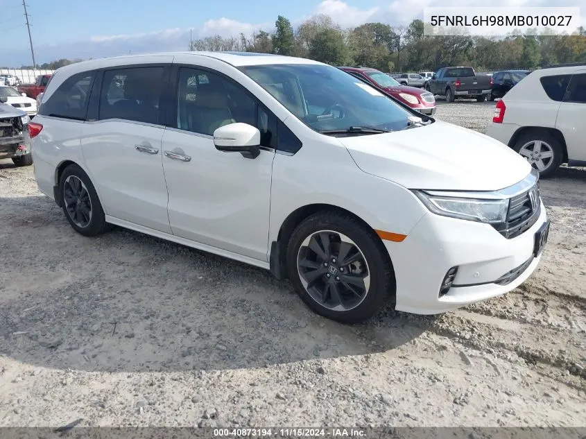 2021 Honda Odyssey Elite VIN: 5FNRL6H98MB010027 Lot: 40873194