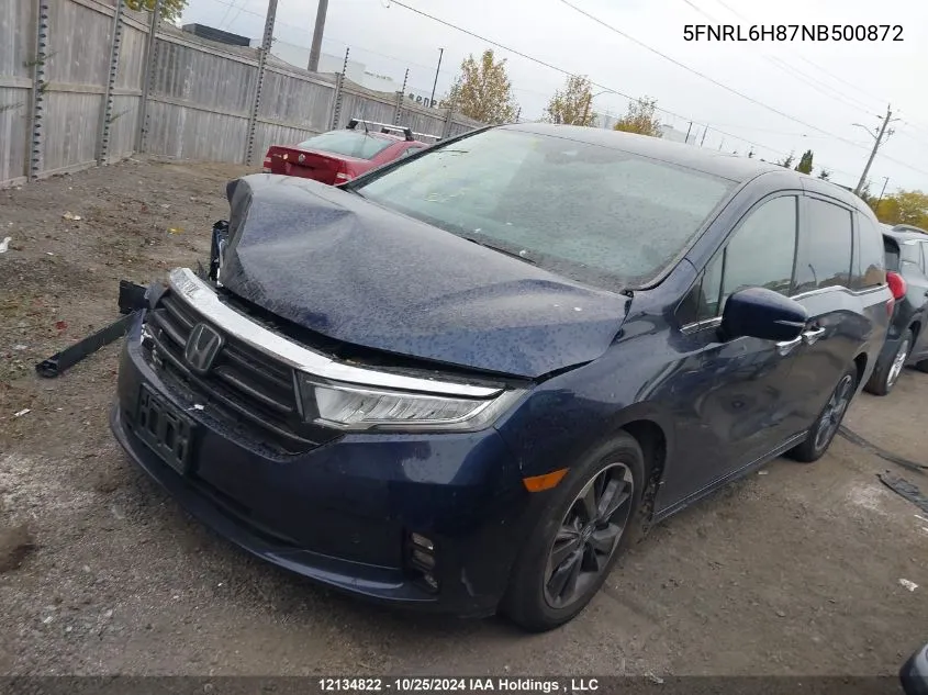 2022 Honda Odyssey VIN: 5FNRL6H87NB500872 Lot: 12134822