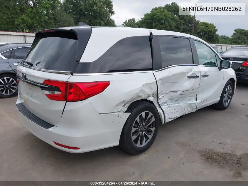 2022 Honda Odyssey Ex-L VIN: 5FNRL6H79NB028262 Lot: 39284264