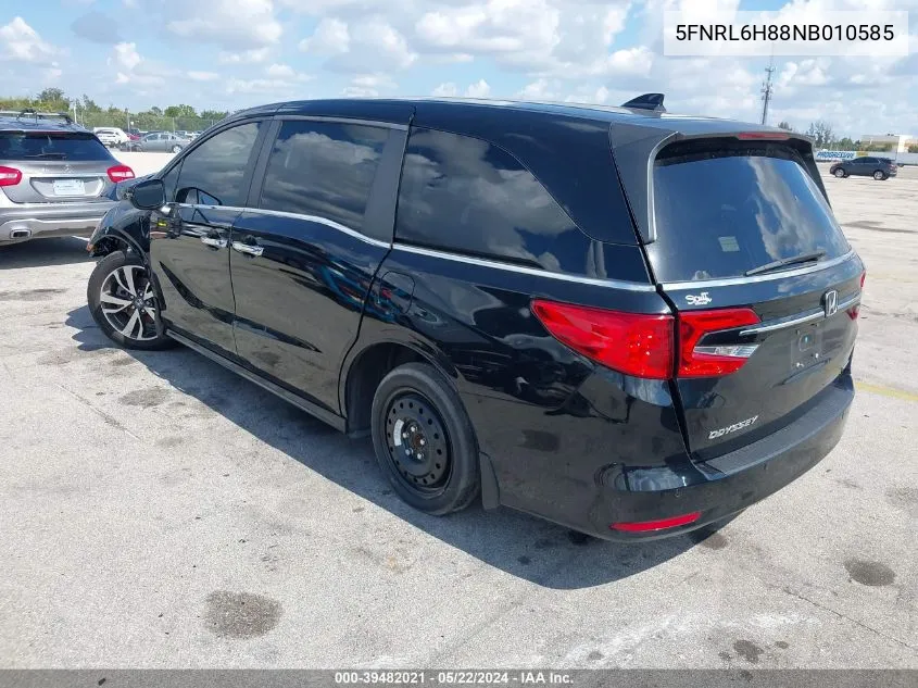 2022 Honda Odyssey Touring VIN: 5FNRL6H88NB010585 Lot: 39482021