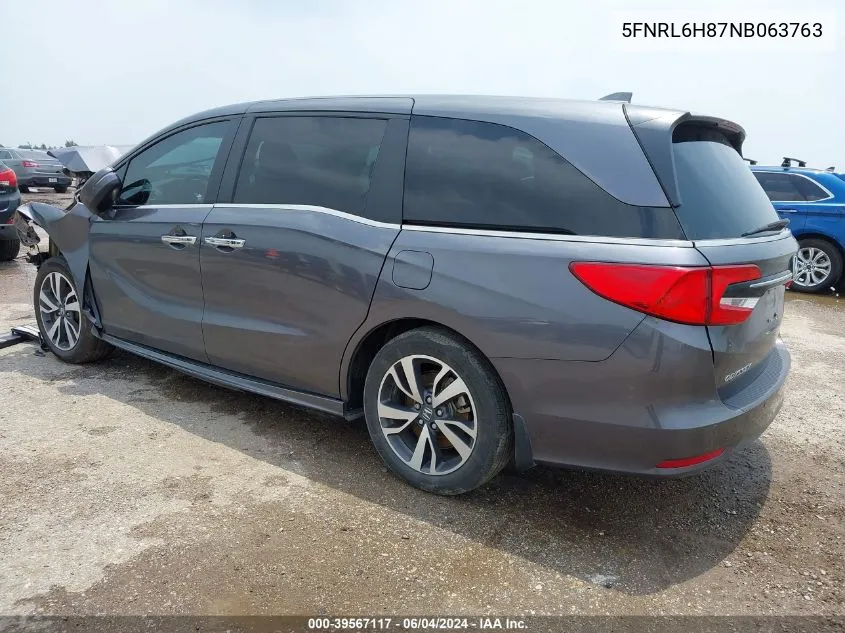 2022 Honda Odyssey Touring VIN: 5FNRL6H87NB063763 Lot: 39567117