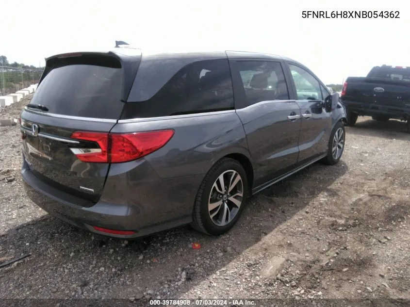 2022 Honda Odyssey Touring VIN: 5FNRL6H8XNB054362 Lot: 39784908