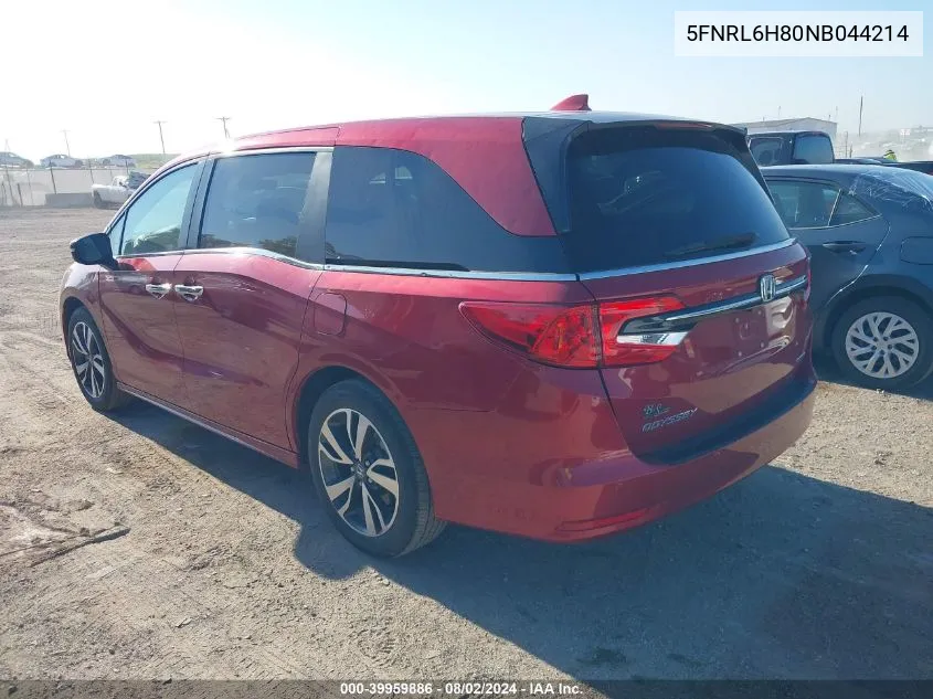 5FNRL6H80NB044214 2022 Honda Odyssey Touring