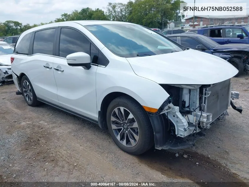 2022 Honda Odyssey Ex-L VIN: 5FNRL6H75NB052588 Lot: 40064167