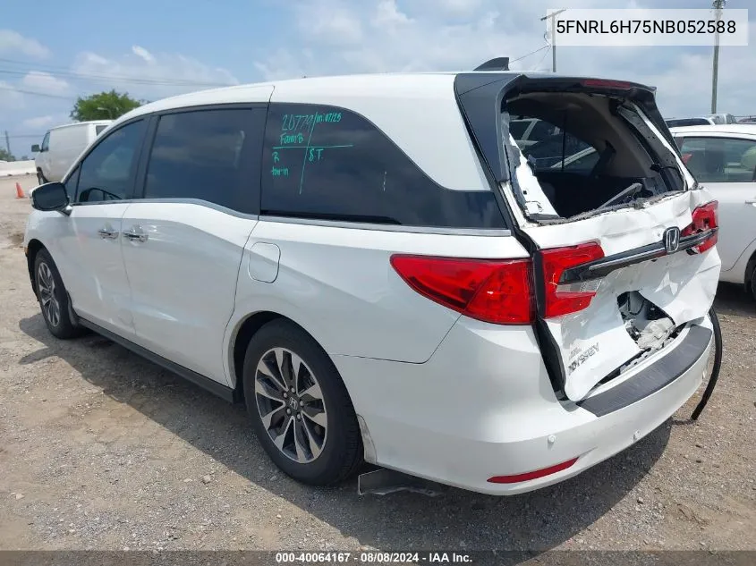 2022 Honda Odyssey Ex-L VIN: 5FNRL6H75NB052588 Lot: 40064167