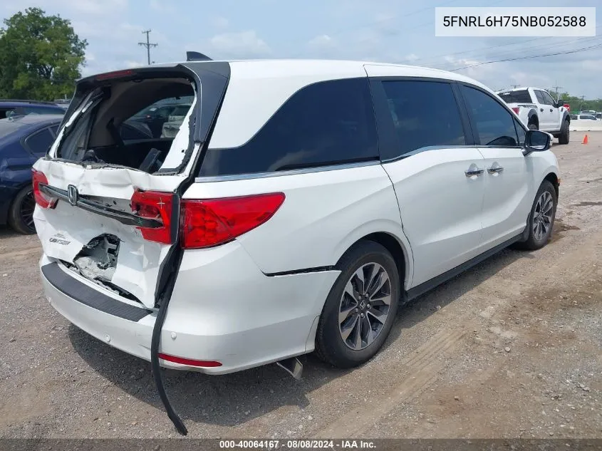 2022 Honda Odyssey Ex-L VIN: 5FNRL6H75NB052588 Lot: 40064167