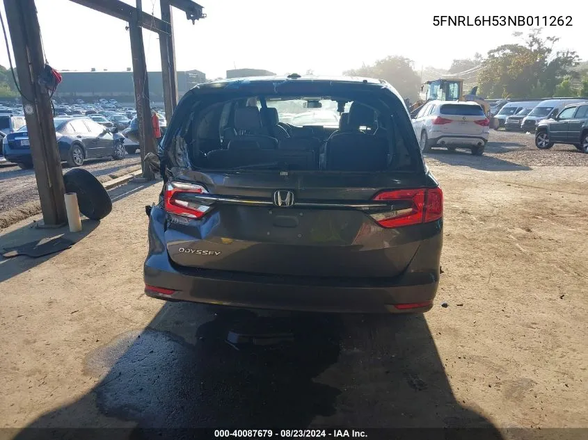 2022 Honda Odyssey Ex VIN: 5FNRL6H53NB011262 Lot: 40087679