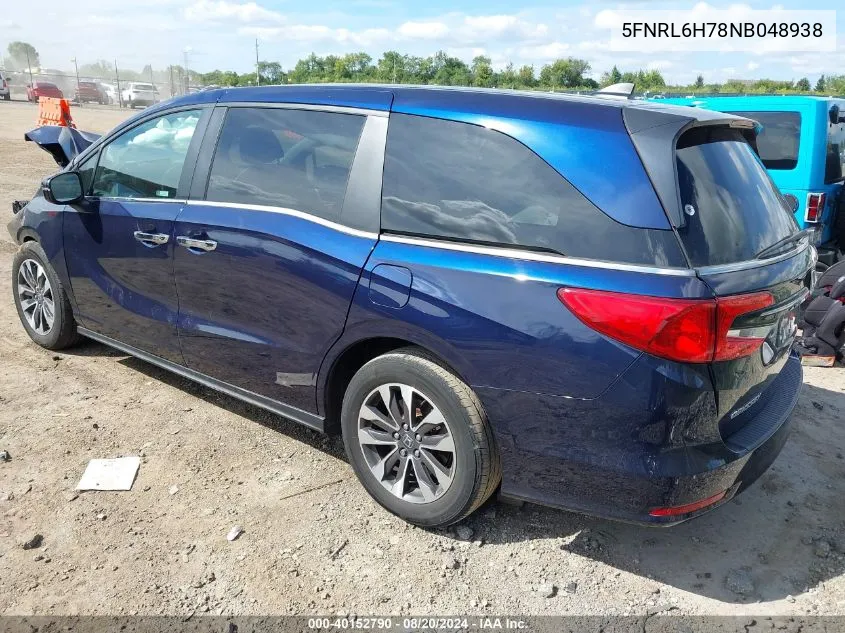 2022 Honda Odyssey Ex-L VIN: 5FNRL6H78NB048938 Lot: 40152790