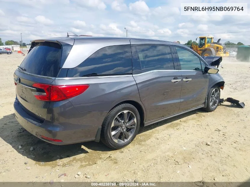 2022 Honda Odyssey Elite VIN: 5FNRL6H95NB069764 Lot: 40238768