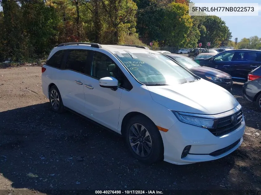 2022 Honda Odyssey Ex-L VIN: 5FNRL6H77NB022573 Lot: 40276498