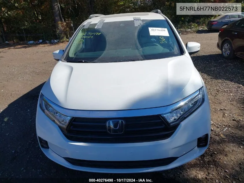 2022 Honda Odyssey Ex-L VIN: 5FNRL6H77NB022573 Lot: 40276498