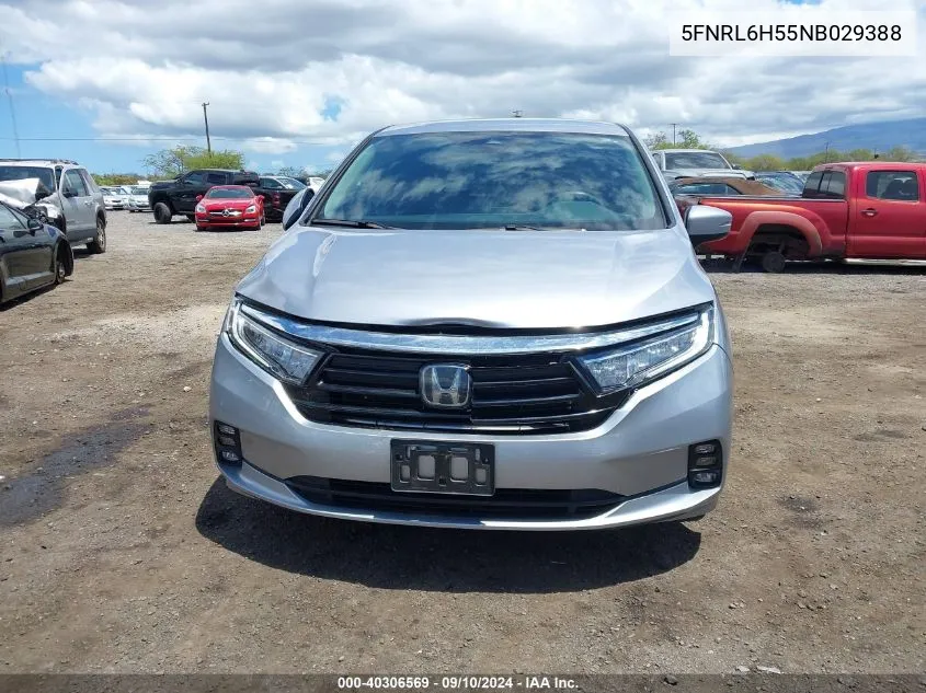 2022 Honda Odyssey Ex VIN: 5FNRL6H55NB029388 Lot: 40306569