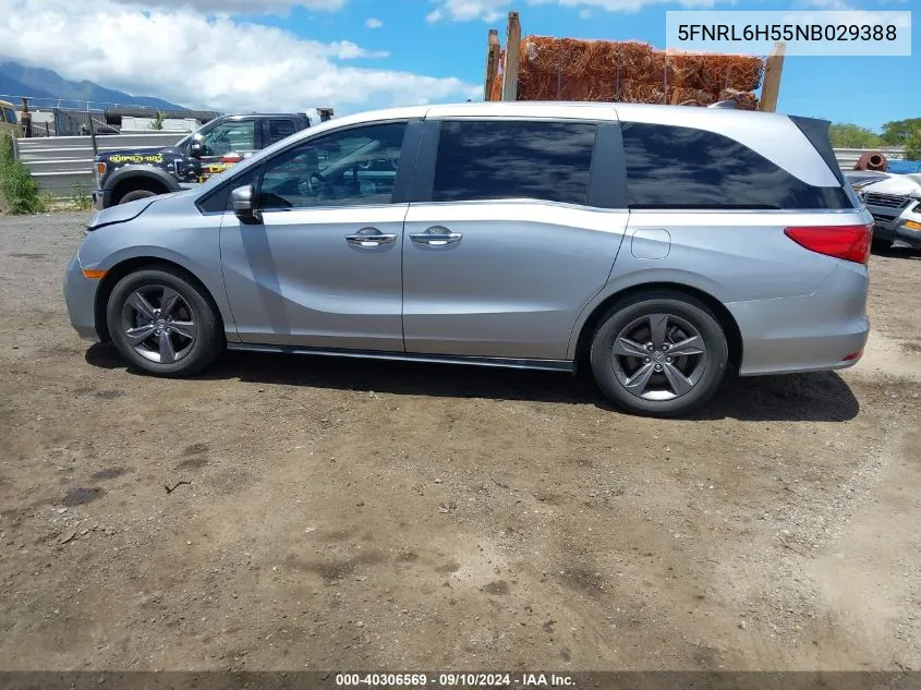 2022 Honda Odyssey Ex VIN: 5FNRL6H55NB029388 Lot: 40306569