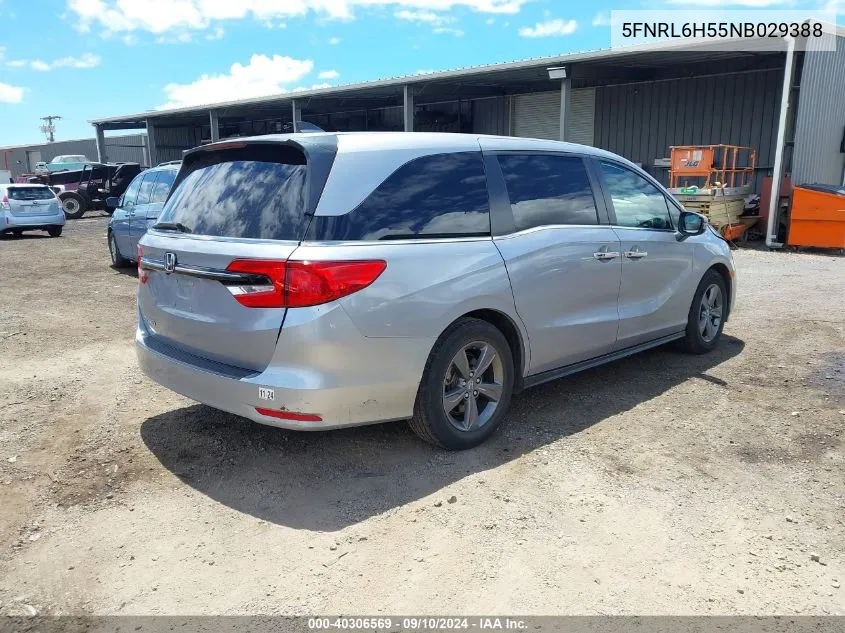 2022 Honda Odyssey Ex VIN: 5FNRL6H55NB029388 Lot: 40306569