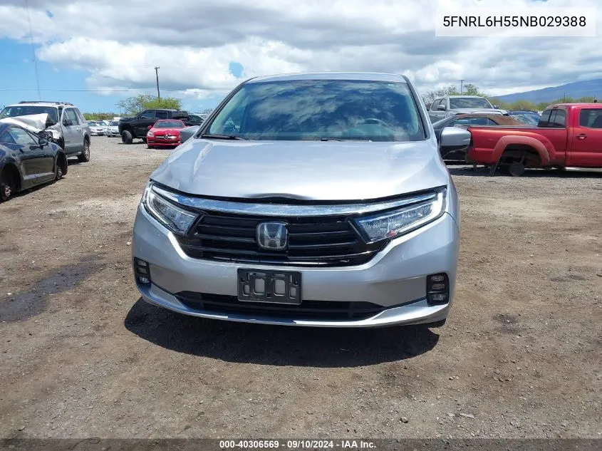 2022 Honda Odyssey Ex VIN: 5FNRL6H55NB029388 Lot: 40306569