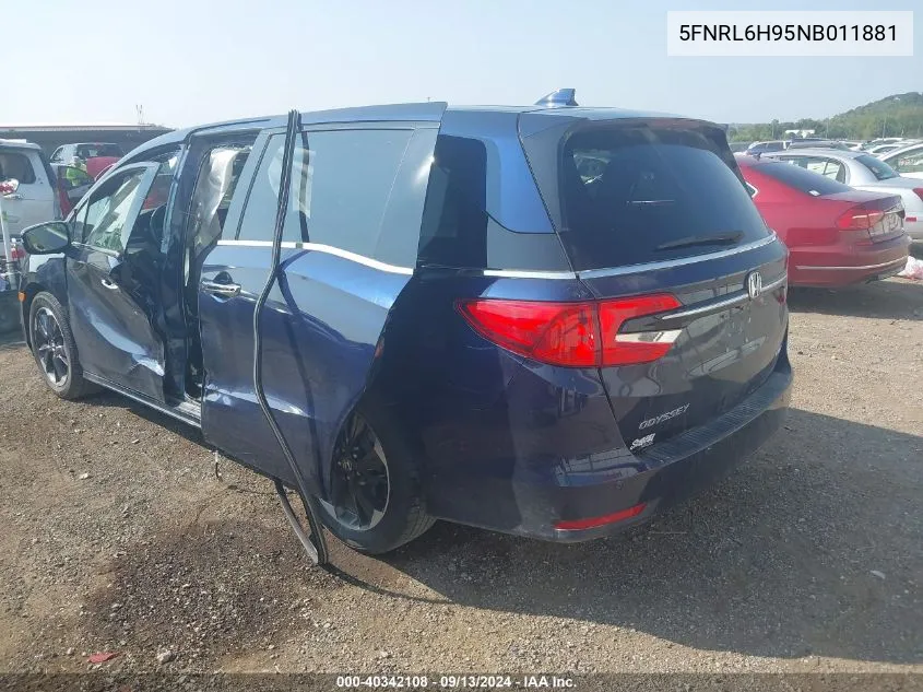 2022 Honda Odyssey Elite VIN: 5FNRL6H95NB011881 Lot: 40342108