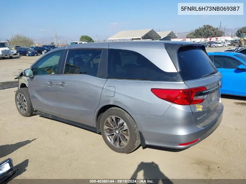 5FNRL6H73NB069387 2022 Honda Odyssey Ex-L