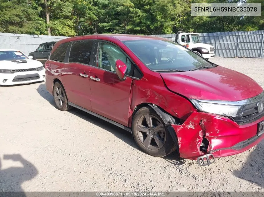 2022 Honda Odyssey Ex VIN: 5FNRL6H59NB035078 Lot: 40398871