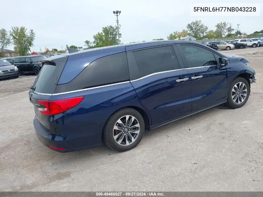 5FNRL6H77NB043228 2022 Honda Odyssey Ex-L