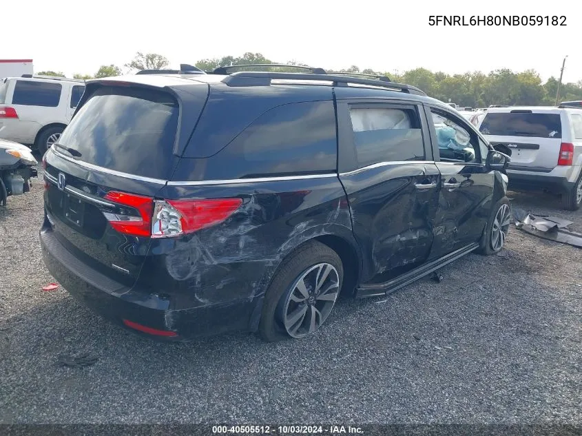 2022 Honda Odyssey Touring VIN: 5FNRL6H80NB059182 Lot: 40505512