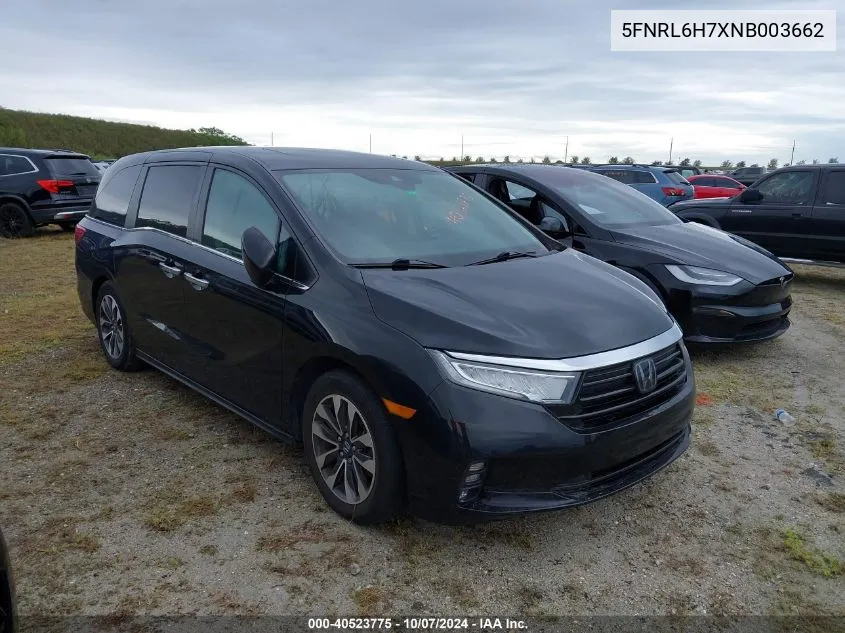 2022 Honda Odyssey Ex-L VIN: 5FNRL6H7XNB003662 Lot: 40523775