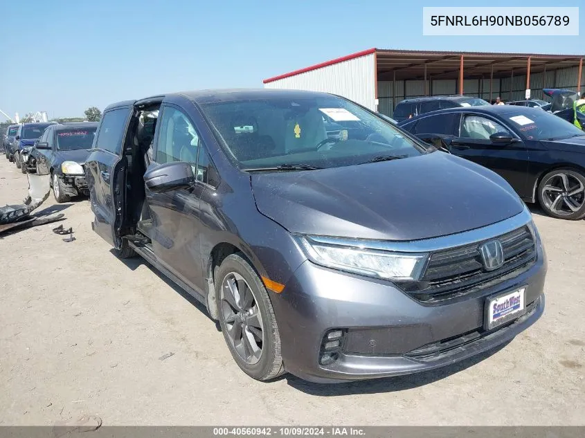 2022 Honda Odyssey Elite VIN: 5FNRL6H90NB056789 Lot: 40560942