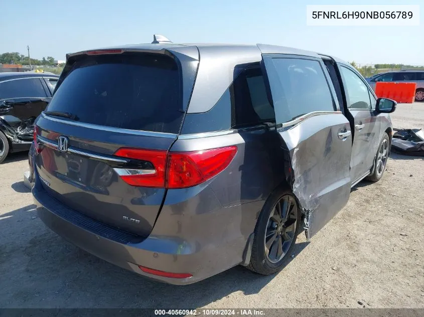 2022 Honda Odyssey Elite VIN: 5FNRL6H90NB056789 Lot: 40560942