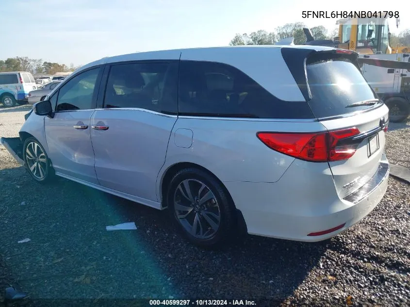 2022 Honda Odyssey Touring VIN: 5FNRL6H84NB041798 Lot: 40599297