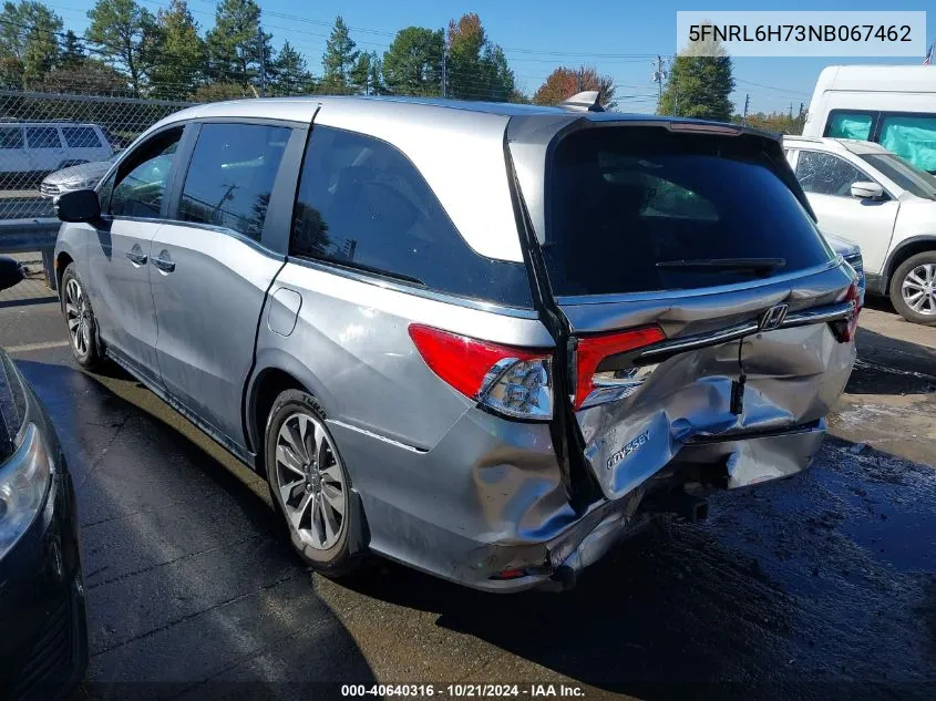 2022 Honda Odyssey Ex-L VIN: 5FNRL6H73NB067462 Lot: 40640316