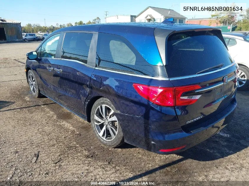 2022 Honda Odyssey Touring VIN: 5FNRL6H85NB001634 Lot: 40662209