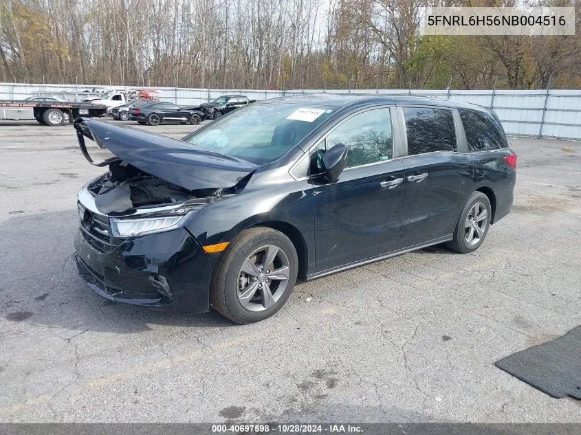 2022 Honda Odyssey Ex VIN: 5FNRL6H56NB004516 Lot: 40697598