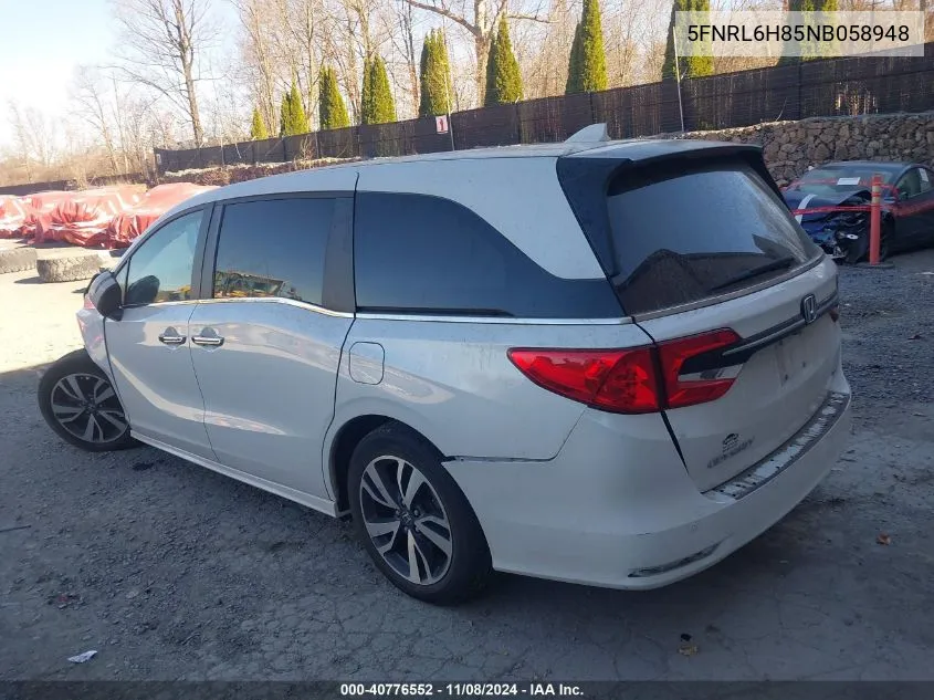 2022 Honda Odyssey Touring VIN: 5FNRL6H85NB058948 Lot: 40776552