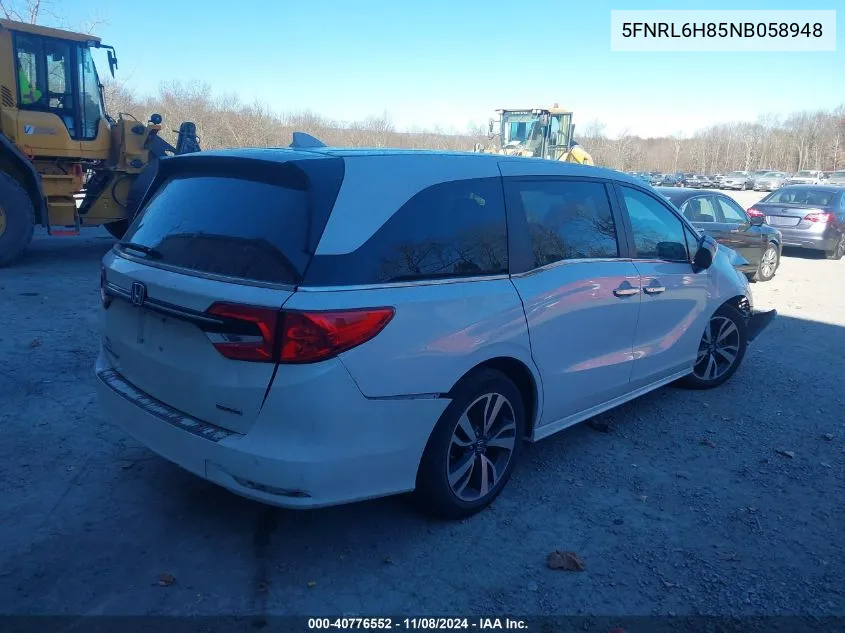 2022 Honda Odyssey Touring VIN: 5FNRL6H85NB058948 Lot: 40776552