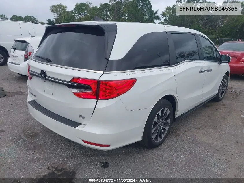 2022 Honda Odyssey Ex-L VIN: 5FNRL6H70NB045368 Lot: 40784772