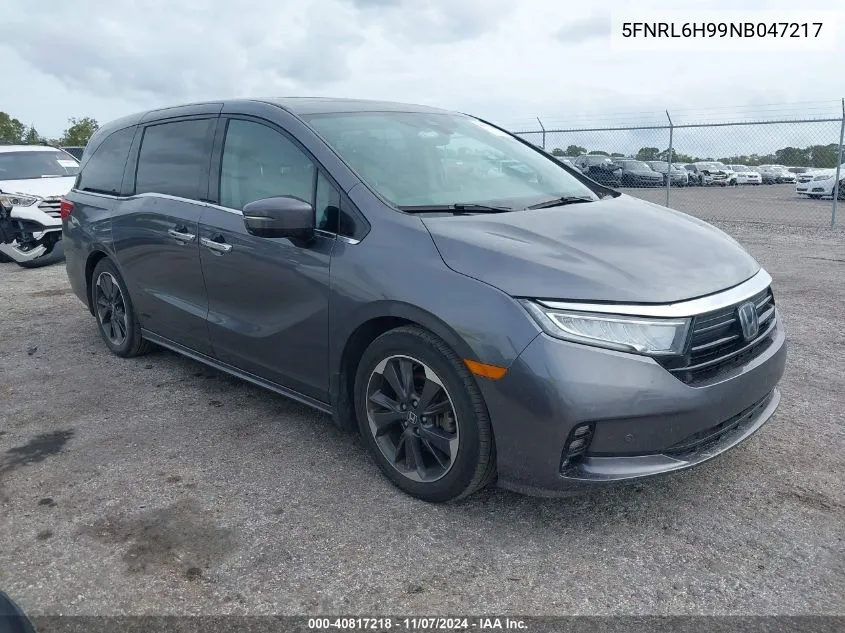 2022 Honda Odyssey Elite VIN: 5FNRL6H99NB047217 Lot: 40817218