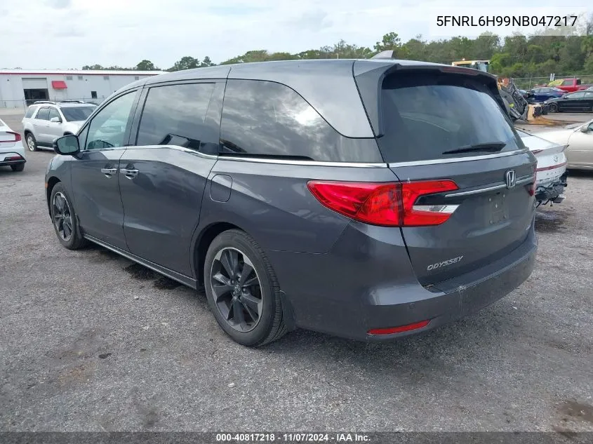 2022 Honda Odyssey Elite VIN: 5FNRL6H99NB047217 Lot: 40817218