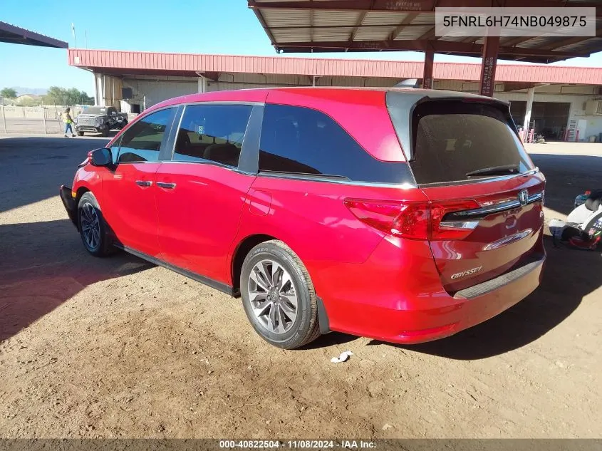 2022 Honda Odyssey Ex-L VIN: 5FNRL6H74NB049875 Lot: 40822504