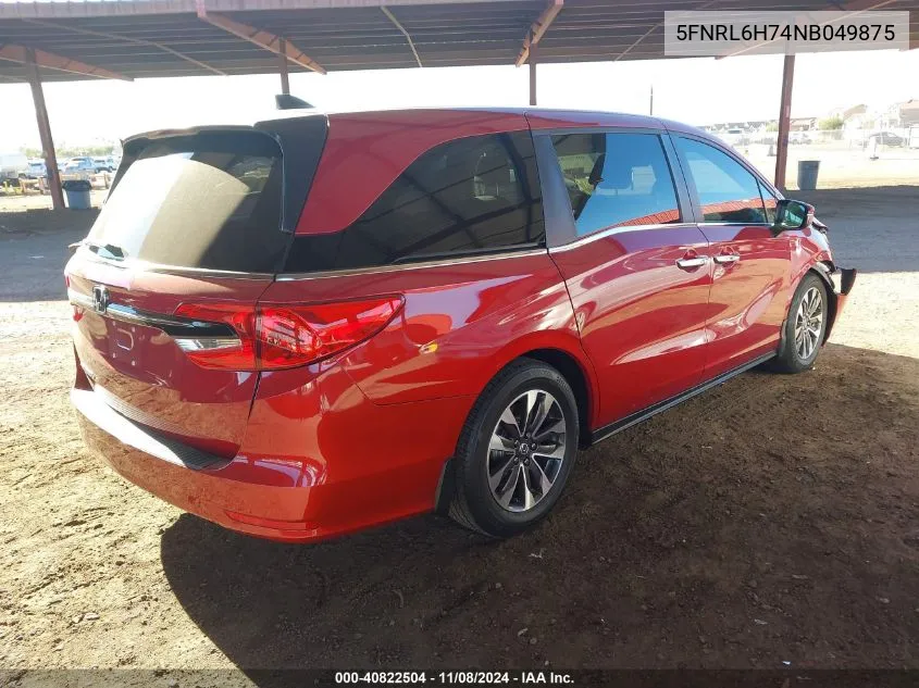 2022 Honda Odyssey Ex-L VIN: 5FNRL6H74NB049875 Lot: 40822504