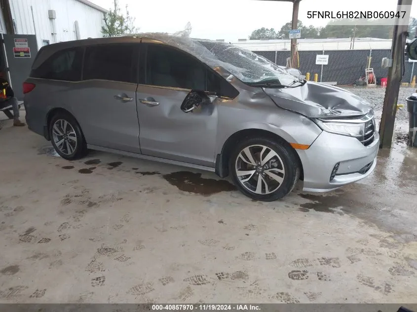 2022 Honda Odyssey Touring VIN: 5FNRL6H82NB060947 Lot: 40857970