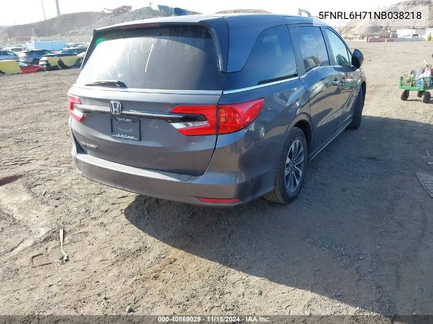 2022 Honda Odyssey Ex-L VIN: 5FNRL6H71NB038218 Lot: 40869029