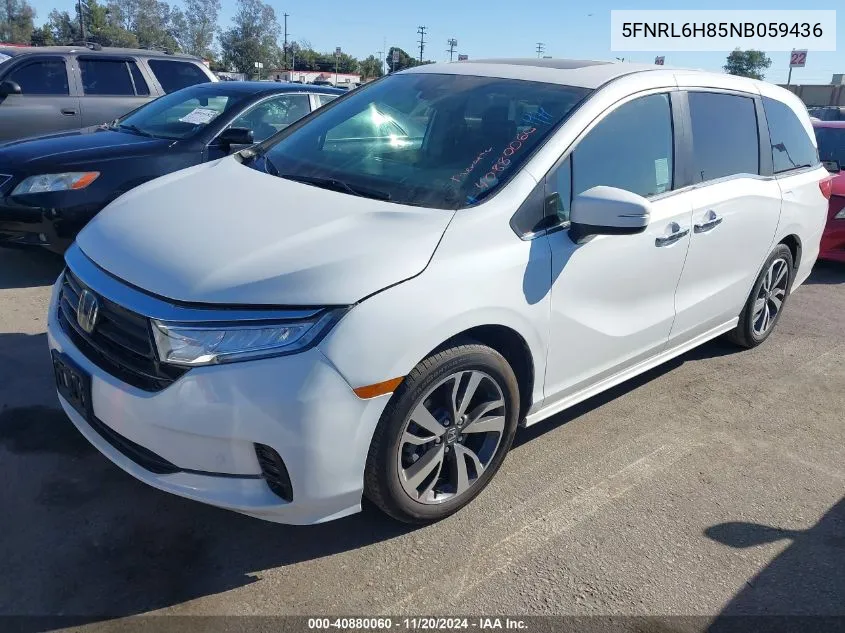 2022 Honda Odyssey Touring VIN: 5FNRL6H85NB059436 Lot: 40880060