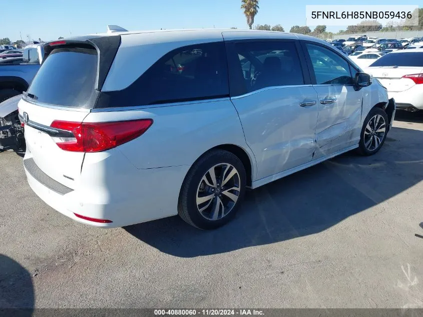 2022 Honda Odyssey Touring VIN: 5FNRL6H85NB059436 Lot: 40880060